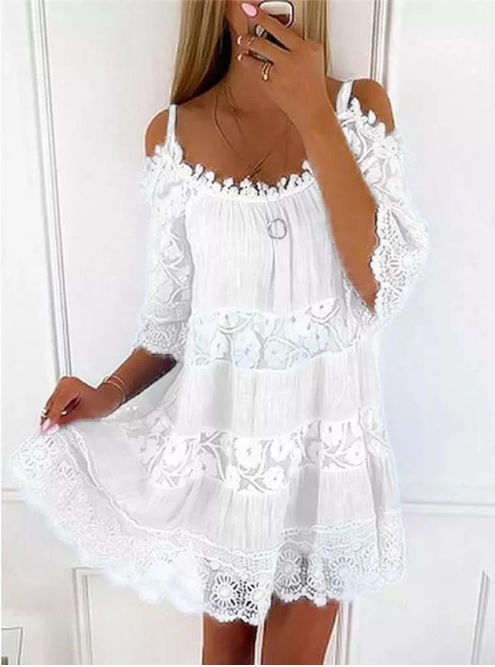 Női laza pántos, virágmintás fél ujjú ruha